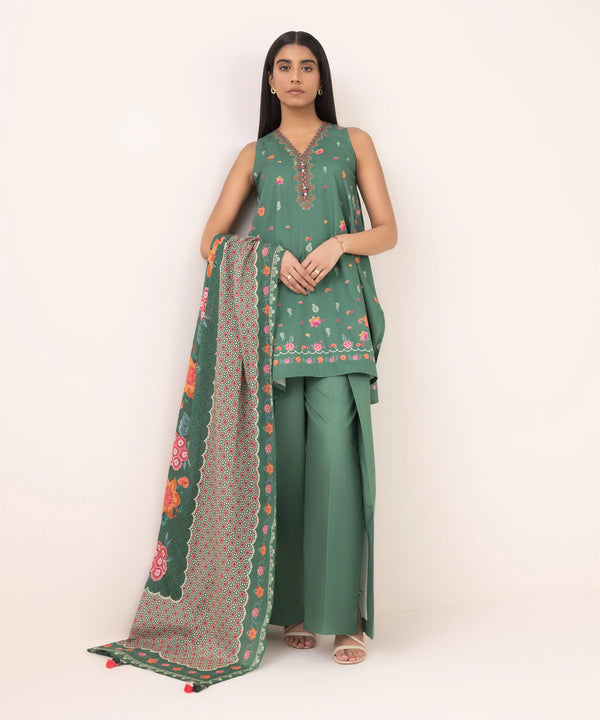 3 Piece - Printed Cotton Suit
