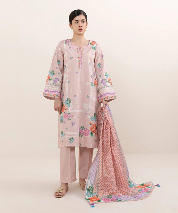 3 Piece - Printed Cotton Suit