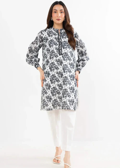 One Piece Printed Silver Lawn Shirt -A132401042 -